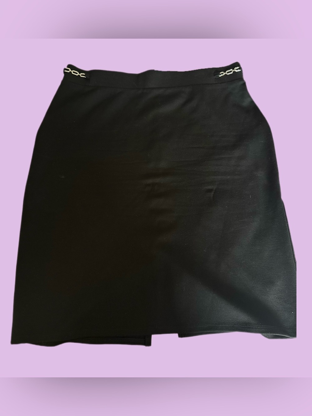 Scarlett Black Pencil Skirt with Silver Chain Accents